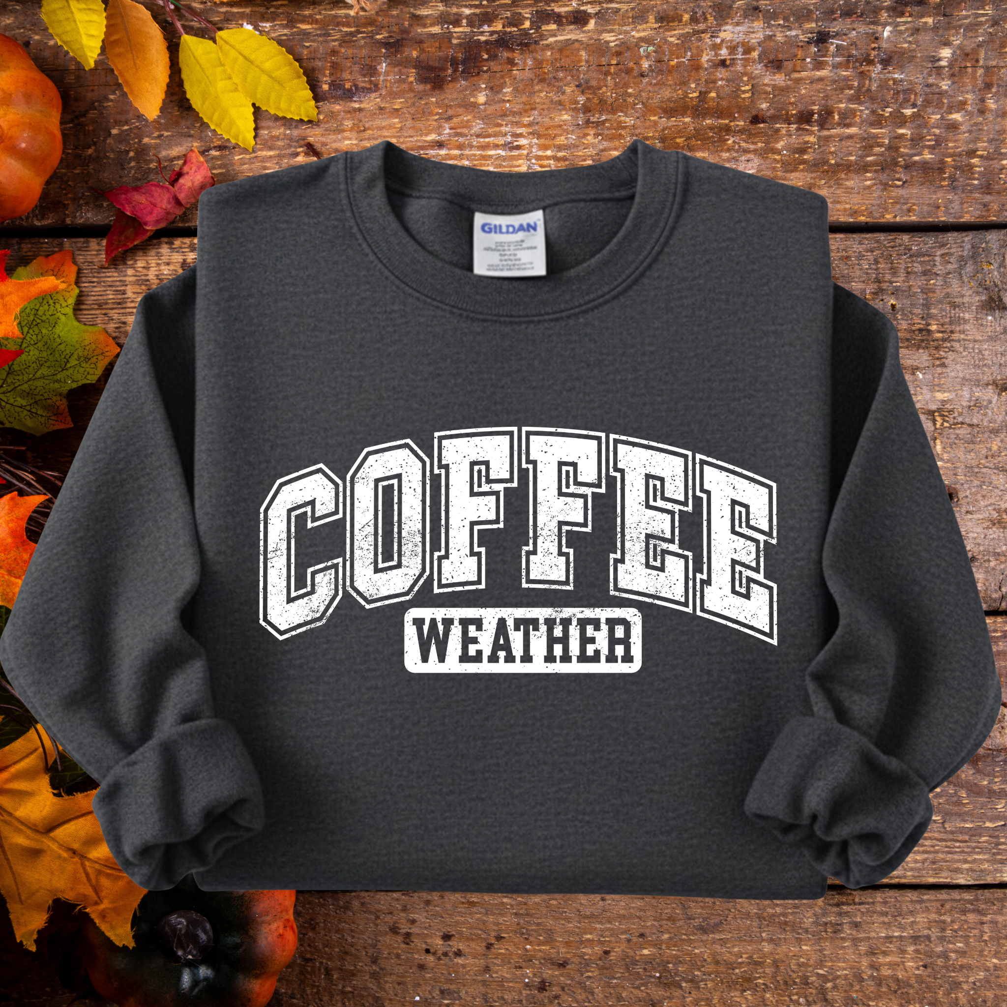 Coffee Weather Sweatshirt. Cozy Fall Crewneck. Unisex Gildan 18000