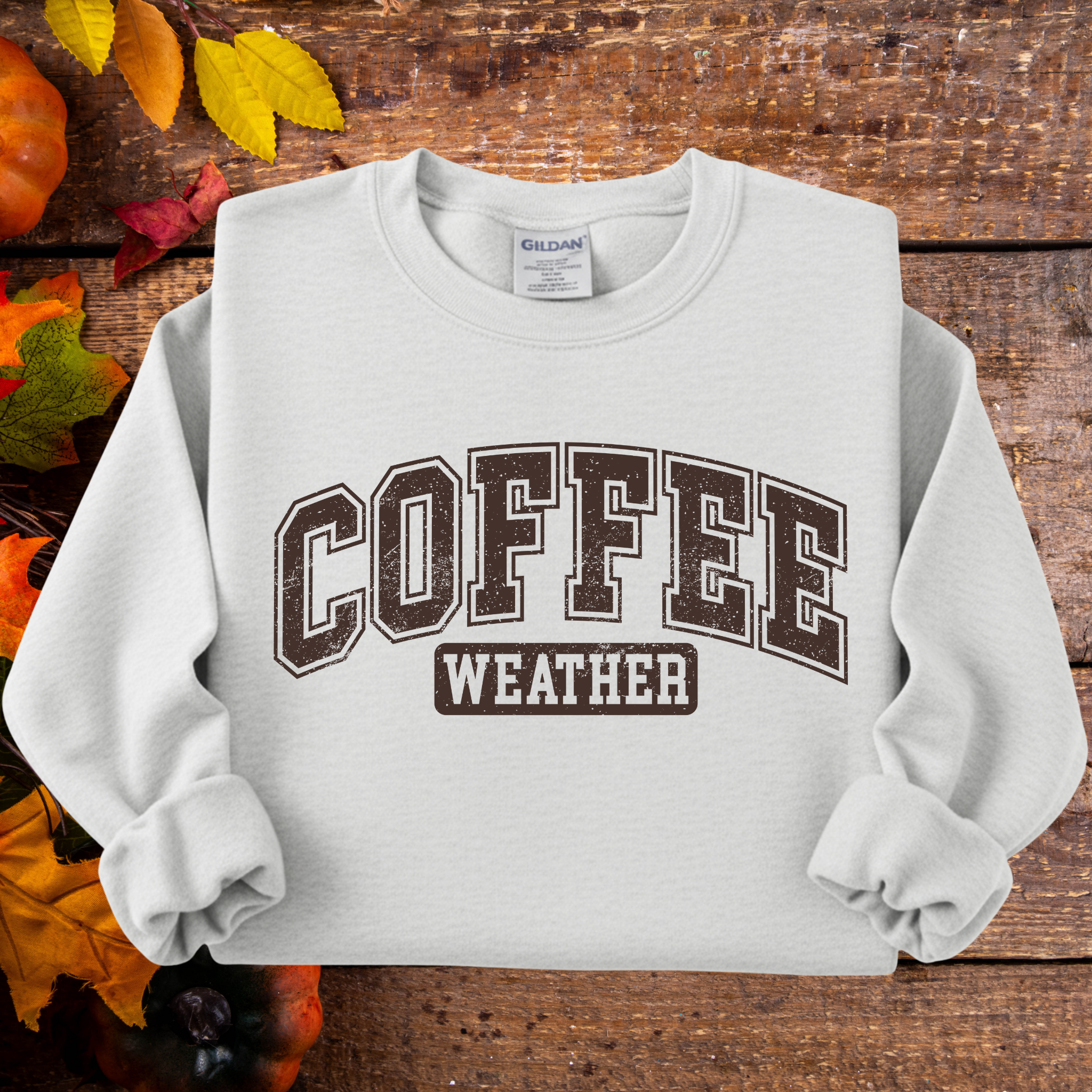 Coffee Weather Sweatshirt. Cozy Fall Crewneck. Unisex Gildan 18000