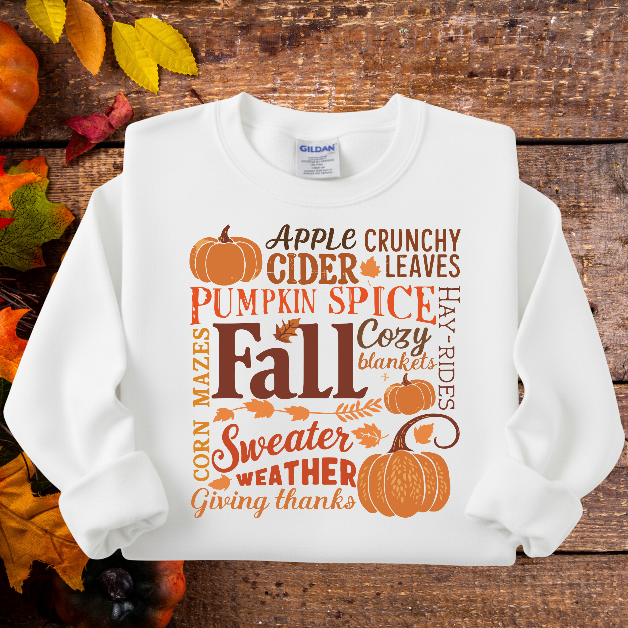 Fall Vibes Sweatshirt – Pumpkin Spice, Sweater Weather, Cozy Autumn Crewneck