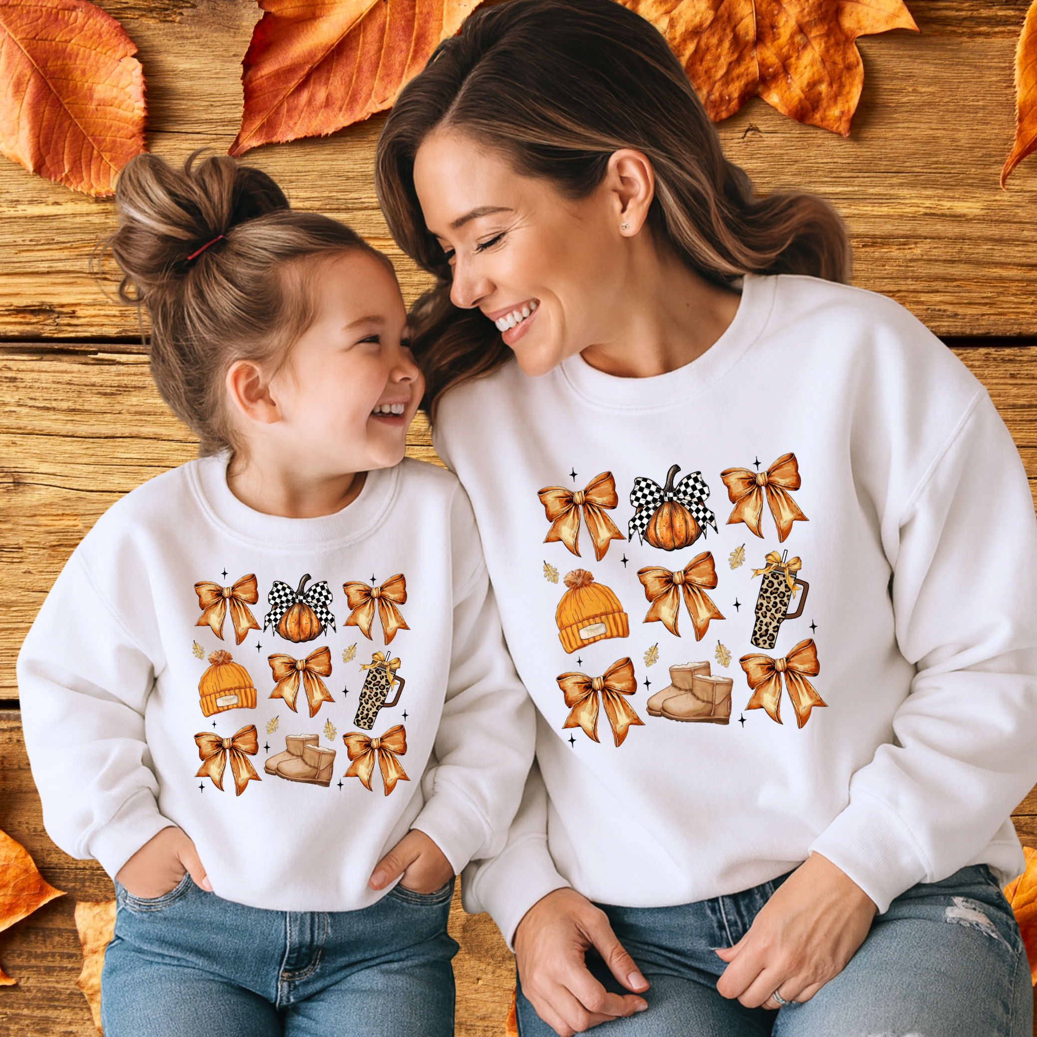 Cozy Fall Bows & Pumpkin Sweatshirt | Women’s Autumn Crewneck | Gildan 18000 Unisex Fit